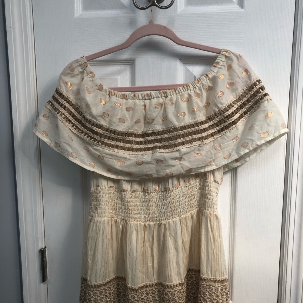 Dress Nado NWT Lined Medium dress Cream Brown Maxi Dress Boho Cotton - Picture 12 of 16